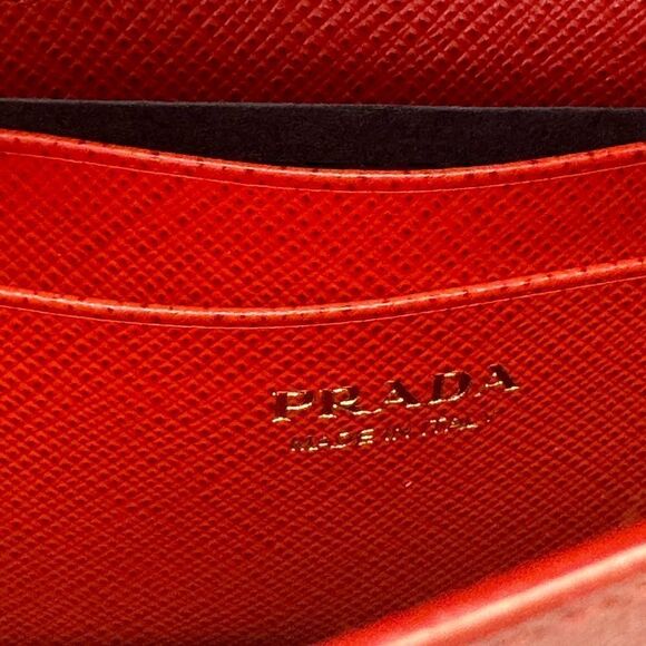 Prada Saffiano Red Mini Bandoliera Chain Clutch Crossbody Bag - Picture 12 of 14